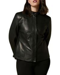 Marina Rinaldi - Jersey Side Panel Leather Jacket - Lyst