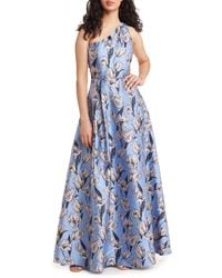 Lulus - Exquisite Elegance Floral Jacquard One-shoulder A-line Gown - Lyst