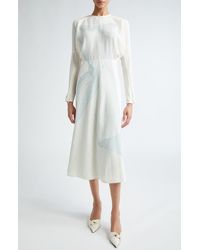 Victoria Beckham - Contorted Net Print Long Sleeve Cady Midi Dress - Lyst