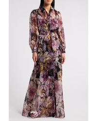 Julia Jordan - Floral Long Sleeve Maxi Shirtdress - Lyst