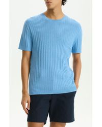 Theory - Cable Short Sleeve Cotton Blend Sweater - Lyst