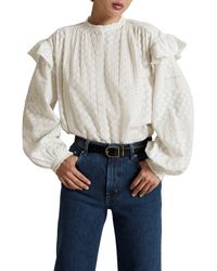 & Other Stories - & Floral Embroidered Ruffle Cotton Button-up Top - Lyst