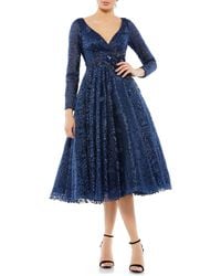 Mac Duggal - Lace Long Sleeve Fit & Flare Cocktail Dress - Lyst