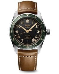 Longines - Spirit Zulu Time Gmt Automatic Leather Strap Watch, 39Mm - Lyst