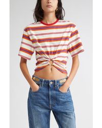 Rabanne - Stripe Piercing Ring Crop T-Shirt - Lyst