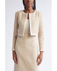 St. John - Satin Frame Metallic Latte Tweed Jacket - Lyst