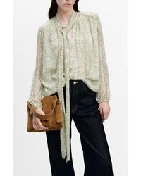 Mango - Belle Floral Chiffon Tie Neck Top - Lyst