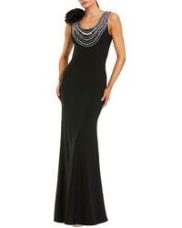 Mac Duggal - Beaded Scoop Neck Jersey Gown With 3D Flower - Lyst