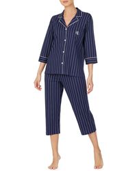 Lauren by Ralph Lauren - Knit Crop Cotton Pajamas - Lyst