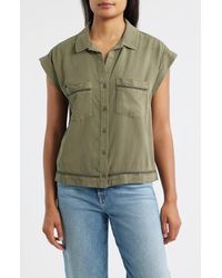 Cloth & Stone - Openwork Detail Short Sleeve Button-Up Shirt - Lyst