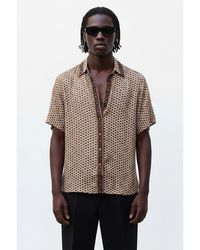Monzlapur - Embossed Botanical Short Sleeve Crepe Shirt - Lyst