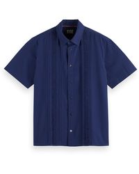 Scotch & Soda - Pintuck Detail Short Sleeve Button-up Shirt - Lyst