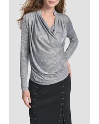 DKNY - Heather Foil Drape Top - Lyst