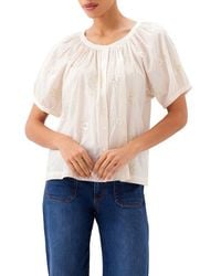 Karen Kane - Floral Embroidered Button-Up Peasant Top - Lyst