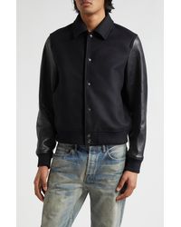John Elliott - Wool Blend & Leather Varsity Jacket - Lyst