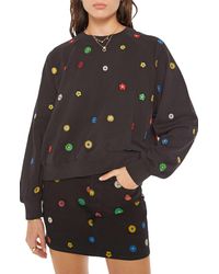 Mother - The biggie Concert Floral Embroidered Sweatshirt - Lyst