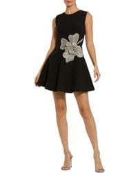 Mac Duggal - Crepe Sleeveless Mini Dress With Rhinestone Flower - Lyst