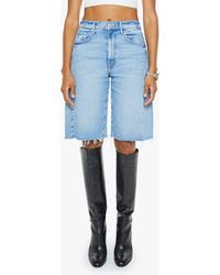 Mother - The Half-Pipe Frayed Hem Denim Bermuda Shorts - Lyst
