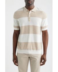 Scott Barber - Stripe Rib Polo Sweater - Lyst