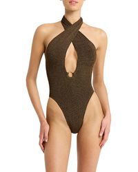Bondeye - Tatiana Metallic Plunge One-piece Swimsuit - Lyst