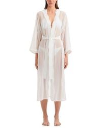 Moeva - Blaze Long Sleeve Wavy-Trim Belted Sheer Kaftan - Lyst