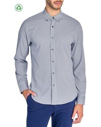 Con.struct - Slim Fit Micro Plaid Recycled 4-Way Stretch Performance Long Sleeve Shirt - Lyst