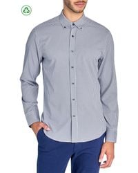 Con.struct - Slim Fit Micro Plaid Recycled 4-Way Stretch Performance Long Sleeve Shirt - Lyst