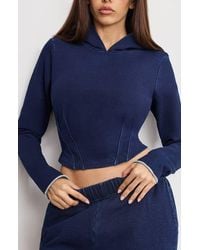 GOOD AMERICAN - Jeanius Crop Corset French Terry Hoodie - Lyst