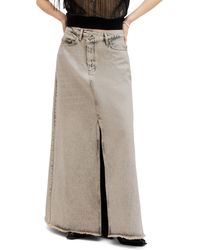 AllSaints - Noir Asymmetric Waist Denim Maxi Skirt - Lyst