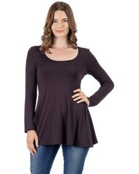 24seven Comfort Apparel - Long Sleeve Solid Color Swing Style Flared Tunic Top - Lyst