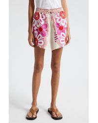 FARM Rio - Maia Floral Linen Blend Drawstring Shorts - Lyst