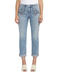 Jag - Carter Embroidered Mid Rise Girlfriend Jeans - Lyst
