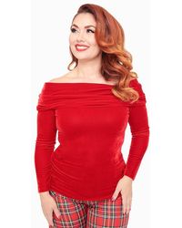 Unique Vintage - Fold Shoulder Long Sleeve Knit Top - Lyst