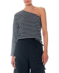 Grey Lab - Stripe One-Shoulder Asymmetric Top - Lyst
