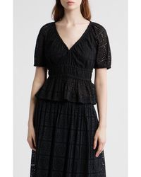 Rails - Argenta Cotton Eyelet Peplum Top - Lyst