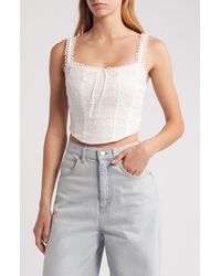 All In Favor - Embroidered Cotton Eyelet Crop Camisole In At Nordstrom, Size X-large - Lyst