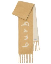 Burberry - Logo Text Jacquard Reversible Alpaca & Wool Blend Fringe Scarf - Lyst