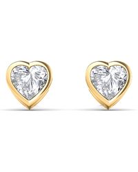 HauteCarat - Lab Created Diamond Heart Stud Earrings - Lyst