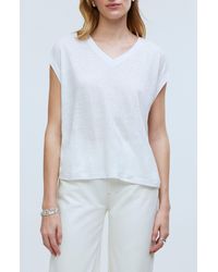 Madewell - Relaxed Linen Blend V-neck T-shirt - Lyst
