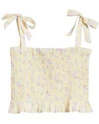 LoveShackFancy - Kids' Merrinelle Smocked Cotton Crop Top - Lyst