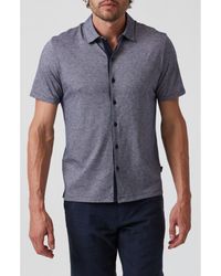 34 Heritage - Pima Cotton Knit Short Sleeve Button-Up Shirt - Lyst
