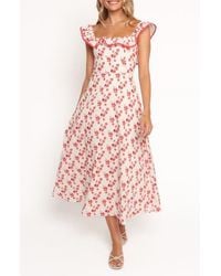 Petal & Pup - Lucille Floral Ruffle Cotton Midi Dress - Lyst
