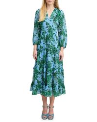 LK Bennett - Eleanor Print Long Sleeve Ruffle Maxi Dress - Lyst