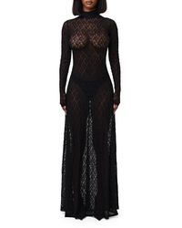 Naked Wardrobe One-Shoulder Long Sleeve Maxi Sweater Dress in Red | Lyst
