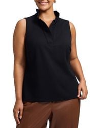 Foxcroft - Tammy Ruffle Collar Crepe Sleeveless Top - Lyst