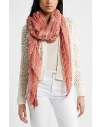 Treasure & Bond - Floral Embroidered Gauze Fringe Scarf - Lyst