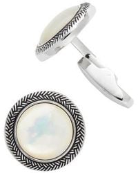 Link Up - Round Mother Of Pearl Antique Border Cufflinks - Lyst