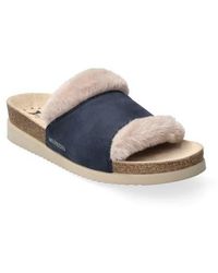 Mephisto - Faux-Fur Trimmed Leather Slide Sandals - Lyst