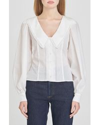 Wayf - Cynthia Pintuck Pleat Lace Detail Cotton Button-Up Shirt - Lyst