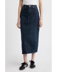 TOPSHOP - Denim Midi Skirt - Lyst